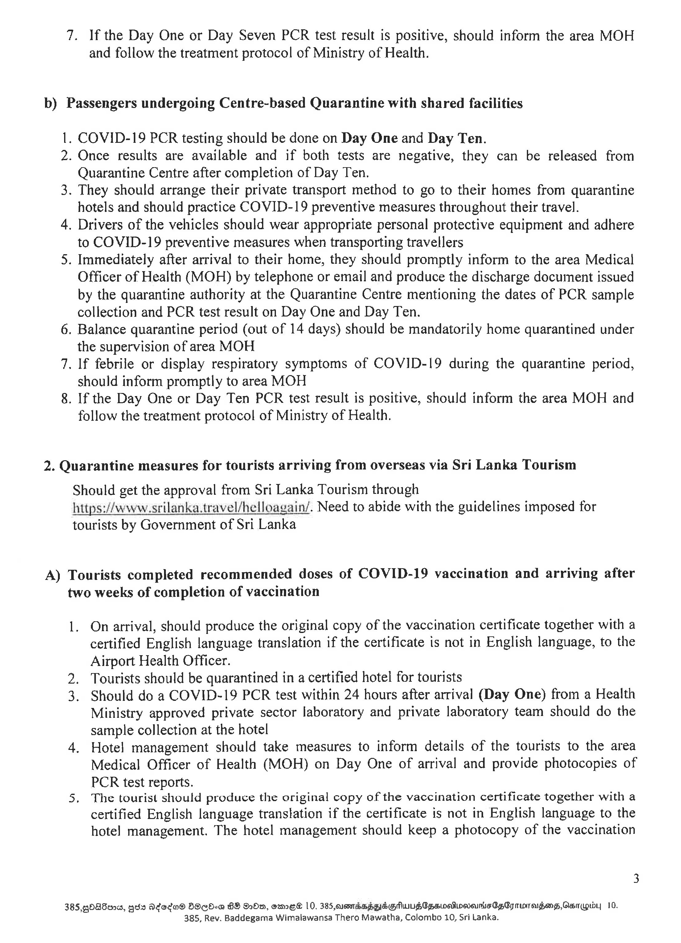 QUARANTINE MEASURES FOR TRAVELERS ARRIVING FROM OVERSEAS DURING THE PANDEMIC OF COVID 19